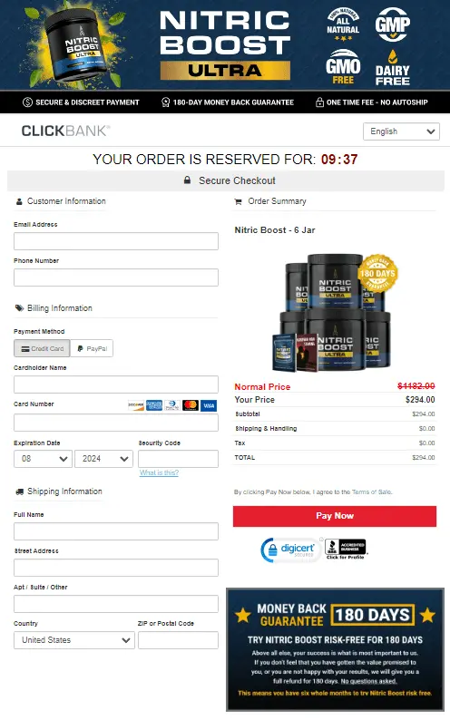 Nitric boost order page